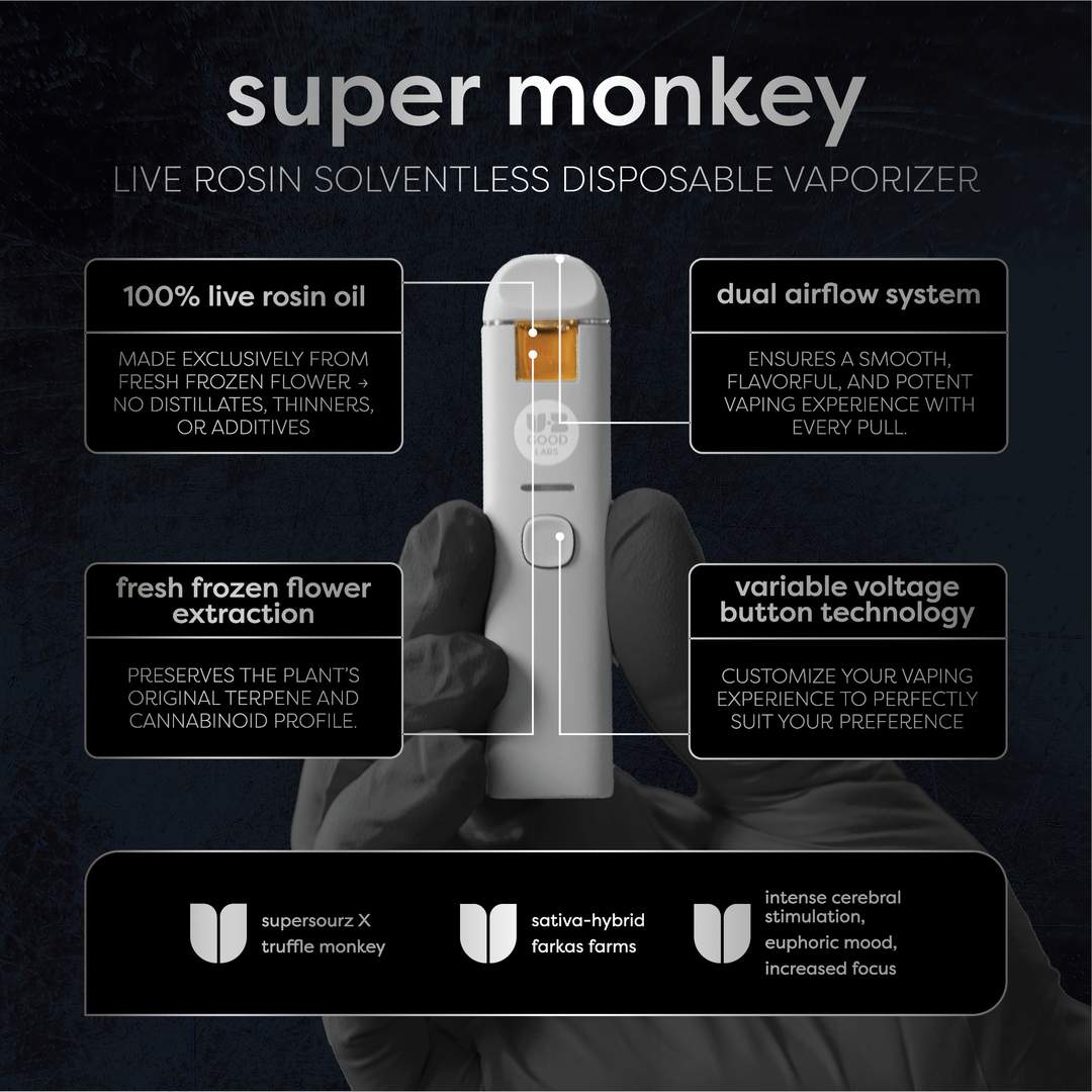 super monkey - 0.5g live rosin disposables - hybrid 