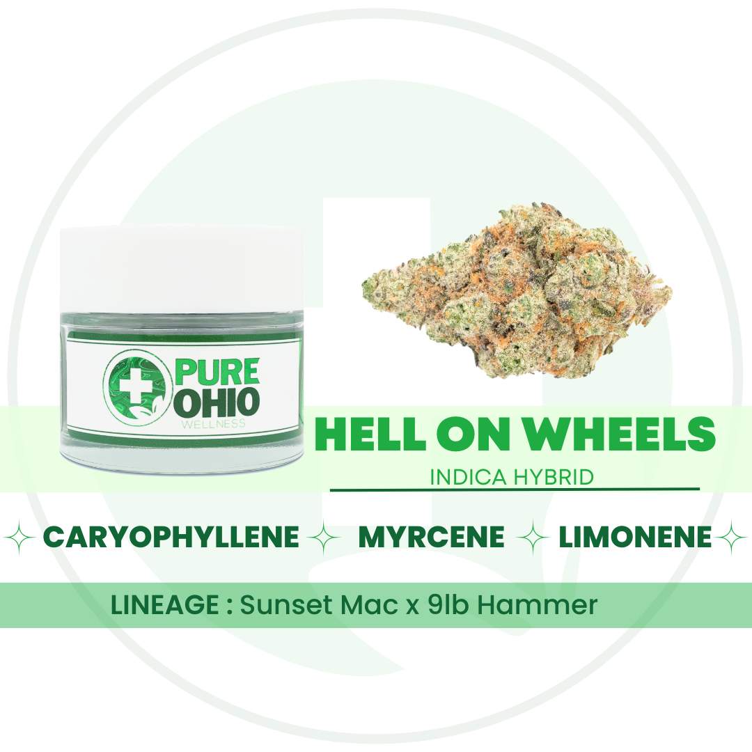 hell on wheels - 2.83g  whole buds - hybrid 