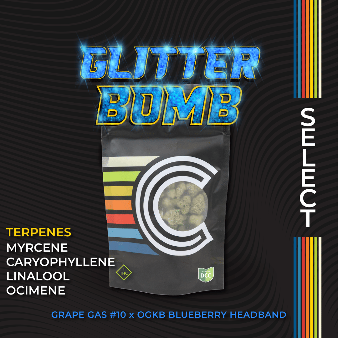 glitter bomb - 14.15g  whole buds - indica 