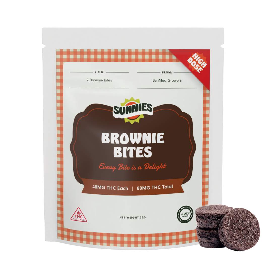 high dose brownie bites - baked goods 40mg - indica - 2pk