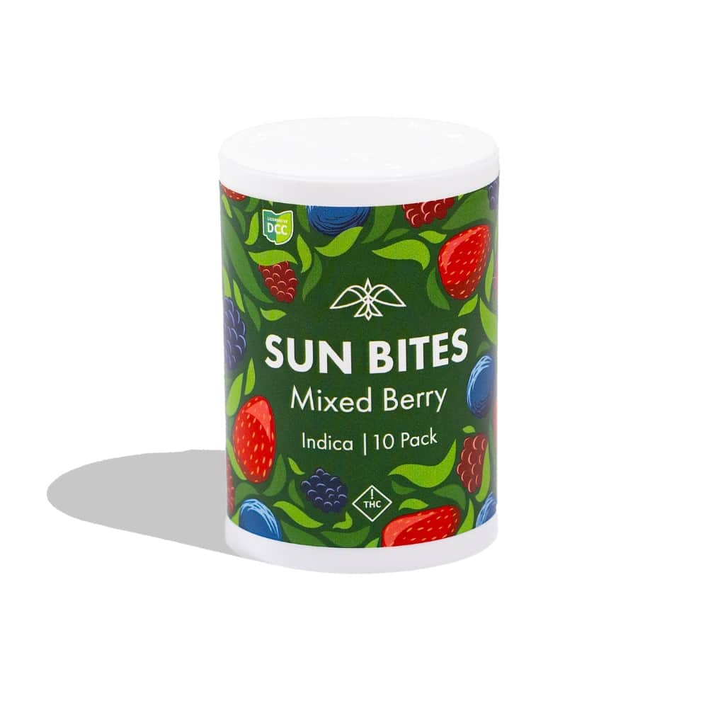 mixed berry sunbites - 100mg candies - indica - 10pk
