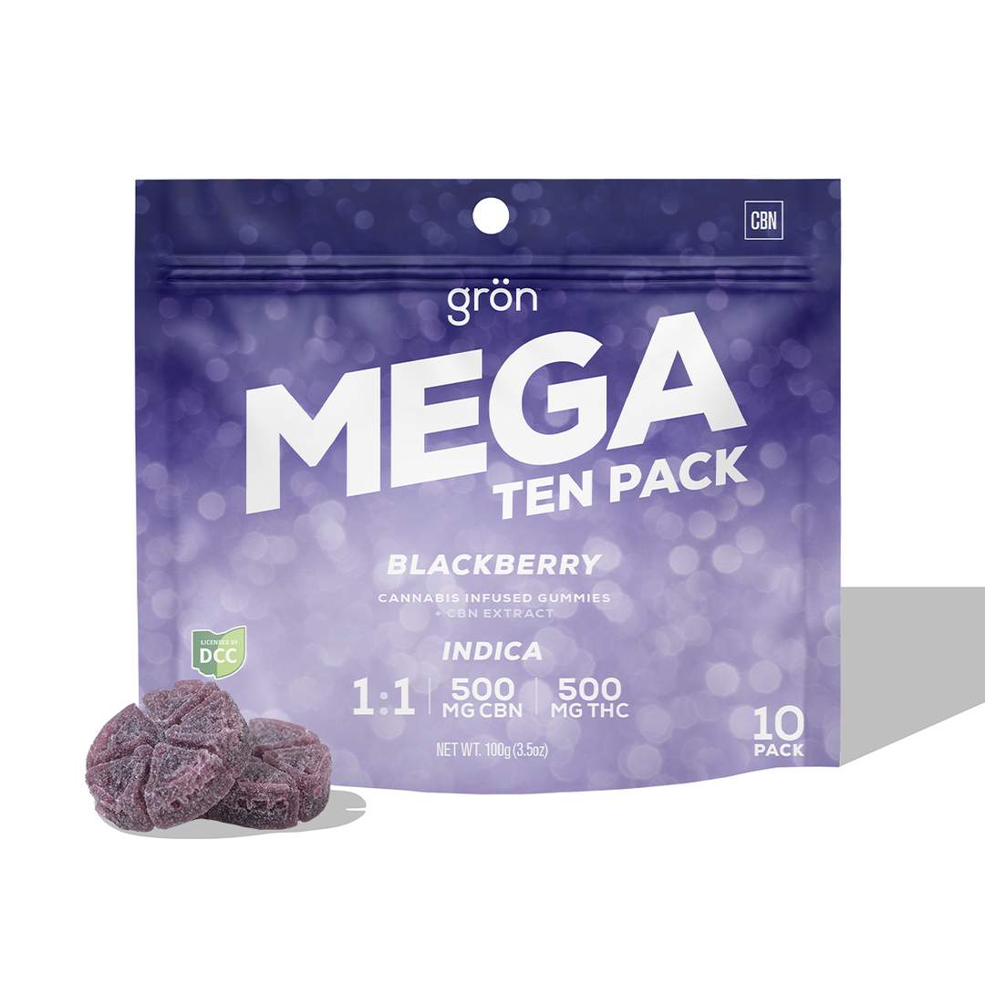 blackberry mega 1:1 - 500mg  candies - indica  - 10pk