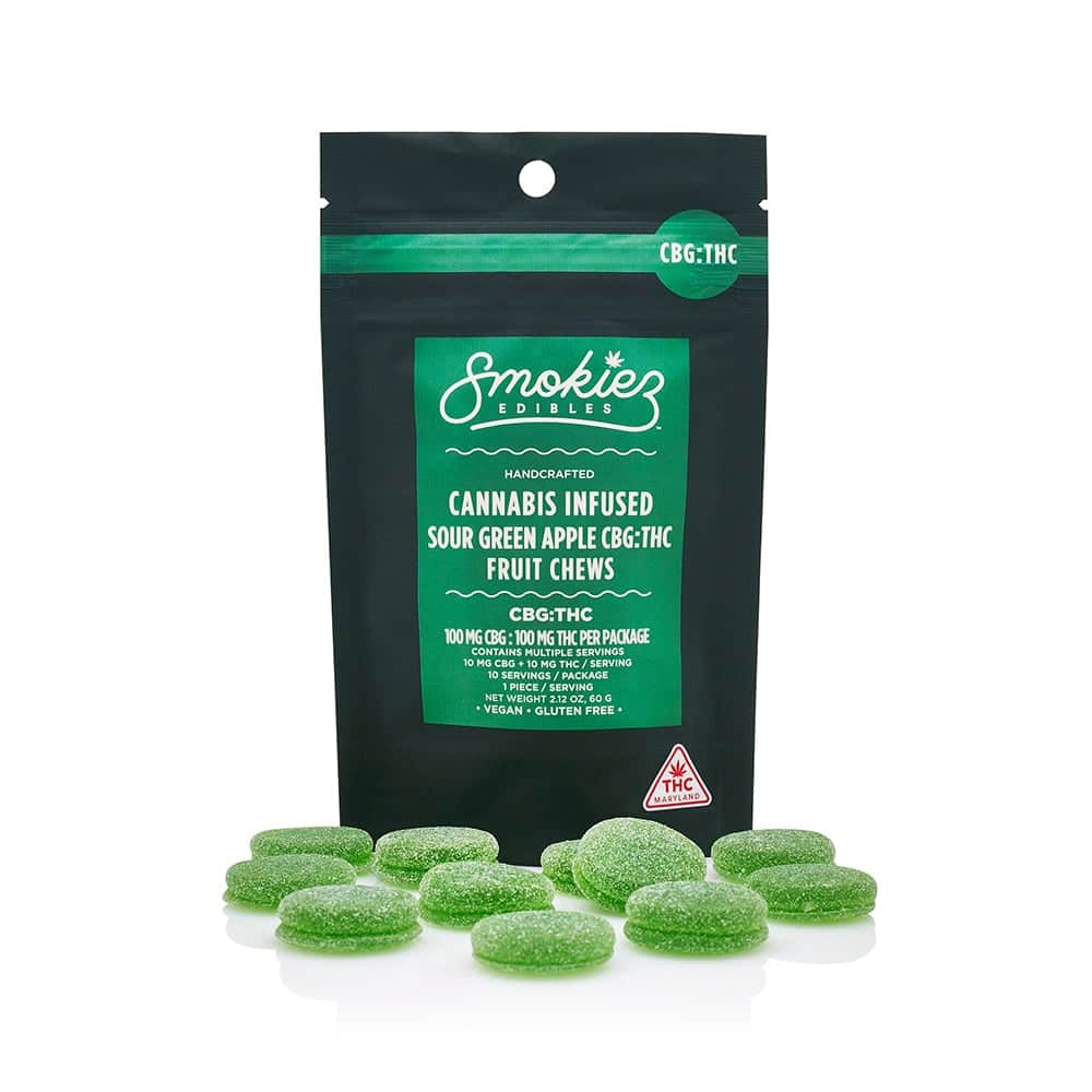 sour green apple 1:1 - 100mg  candies - hybrid  - 10pk