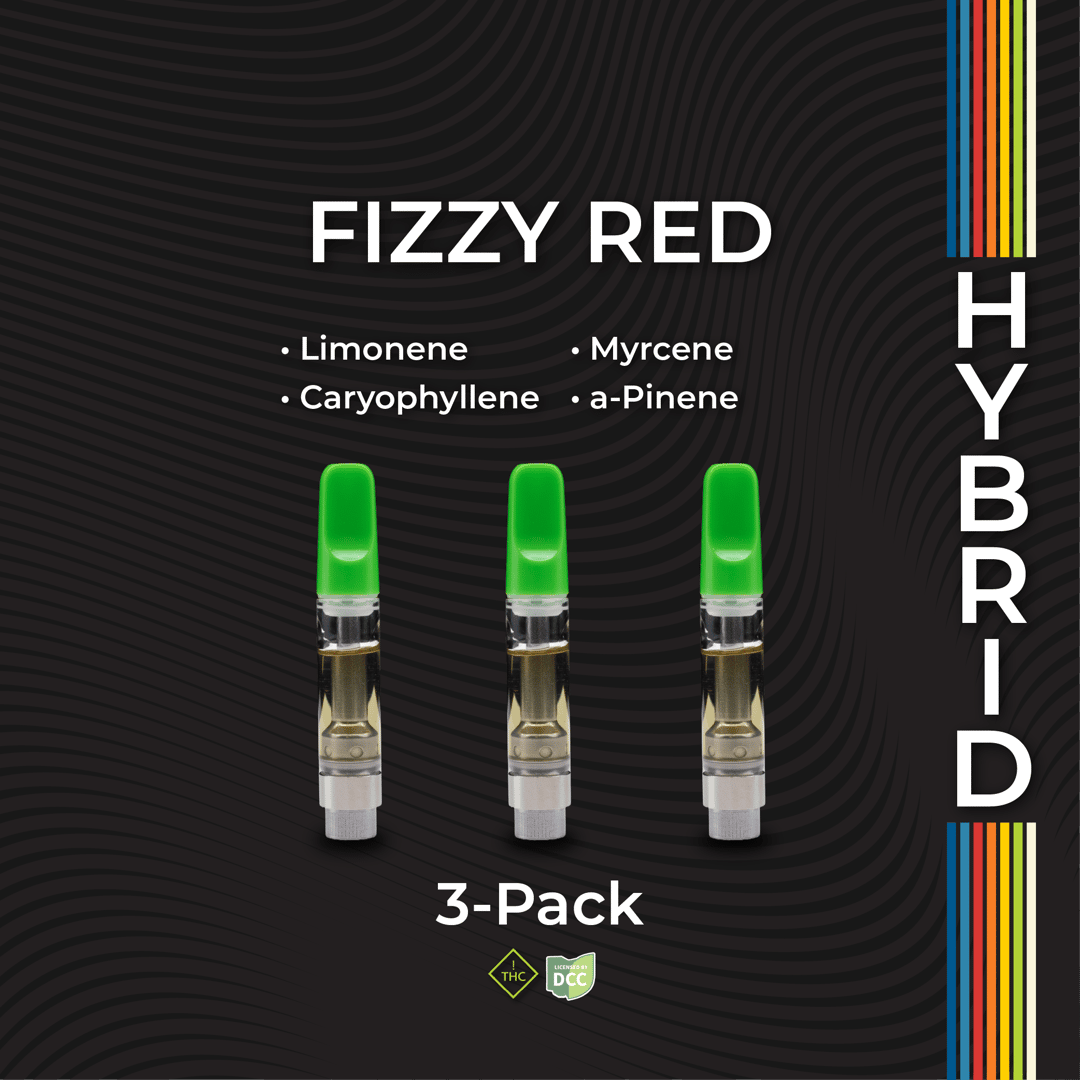 fizzy red - 3g distillate cart packs - hybrid  - 3pk