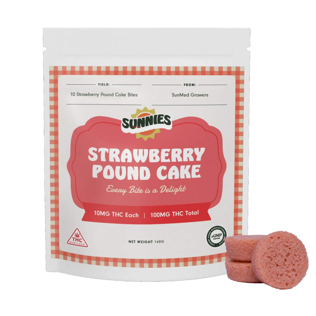 strawberry pound cake bites - 100mg  baked goods - hybrid  - 10pk