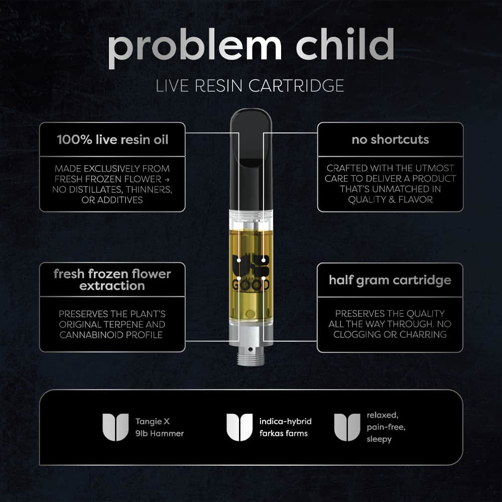problem child - 0.5g live resin cart - indica