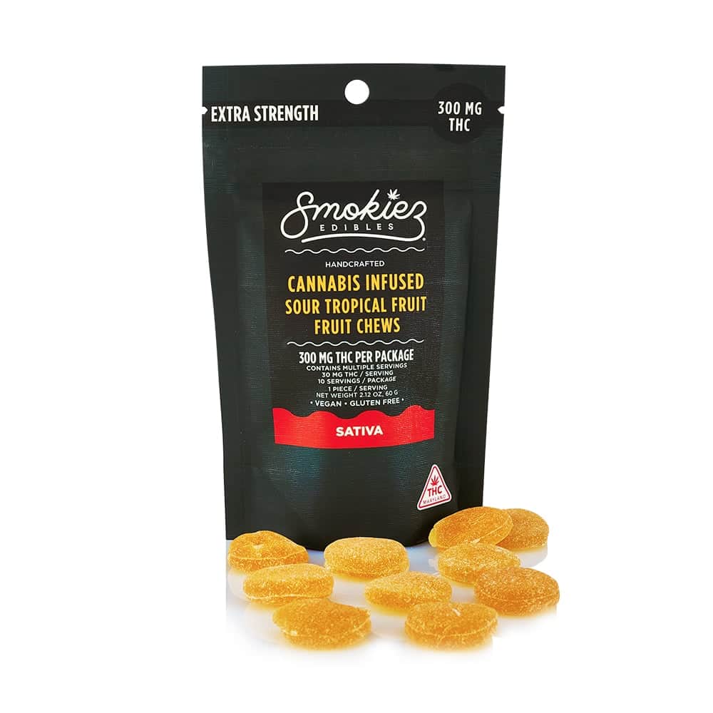 sour tropical fruit - 300mg  candies - sativa  - 10pk