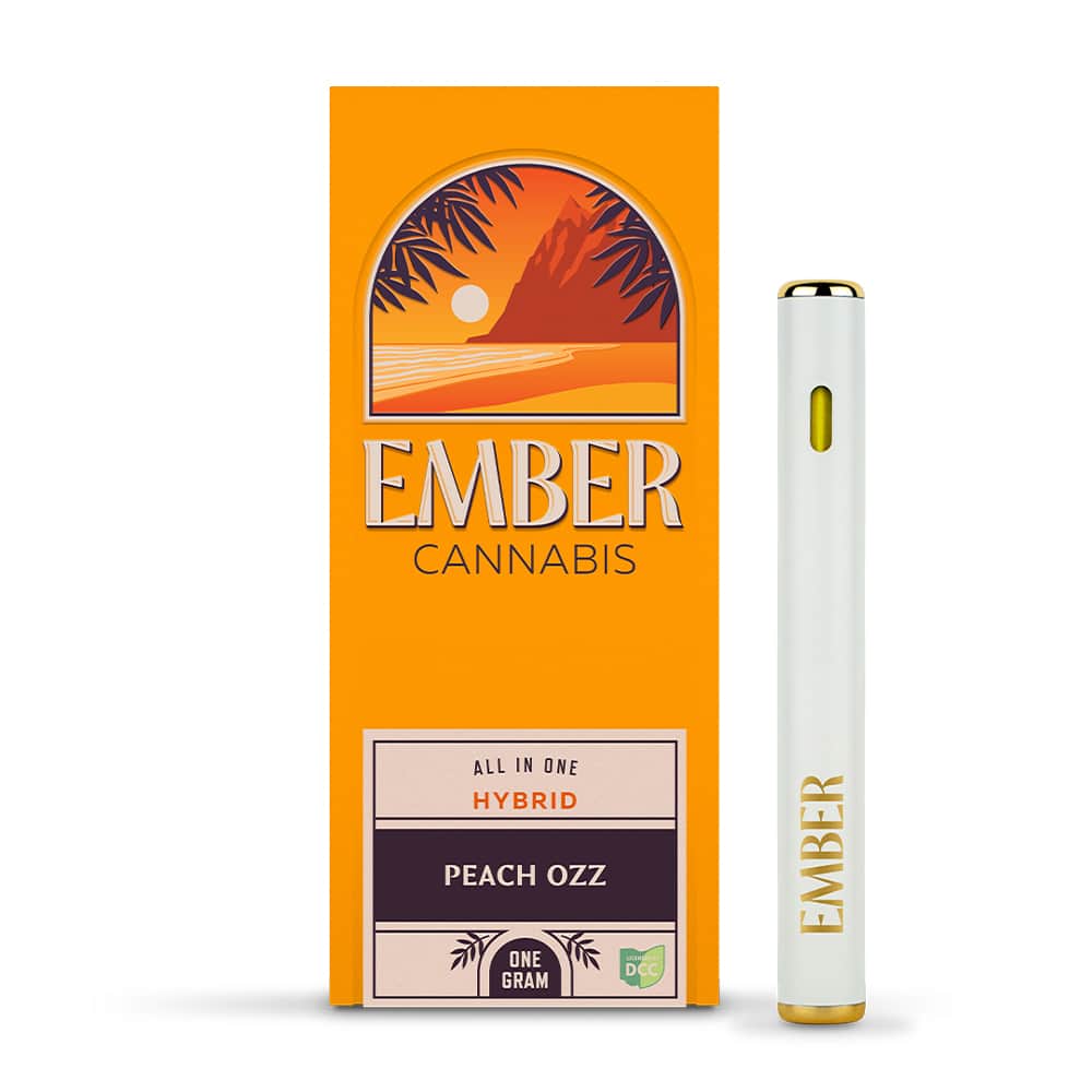 peach ozz - 1g distillate disposables - hybrid