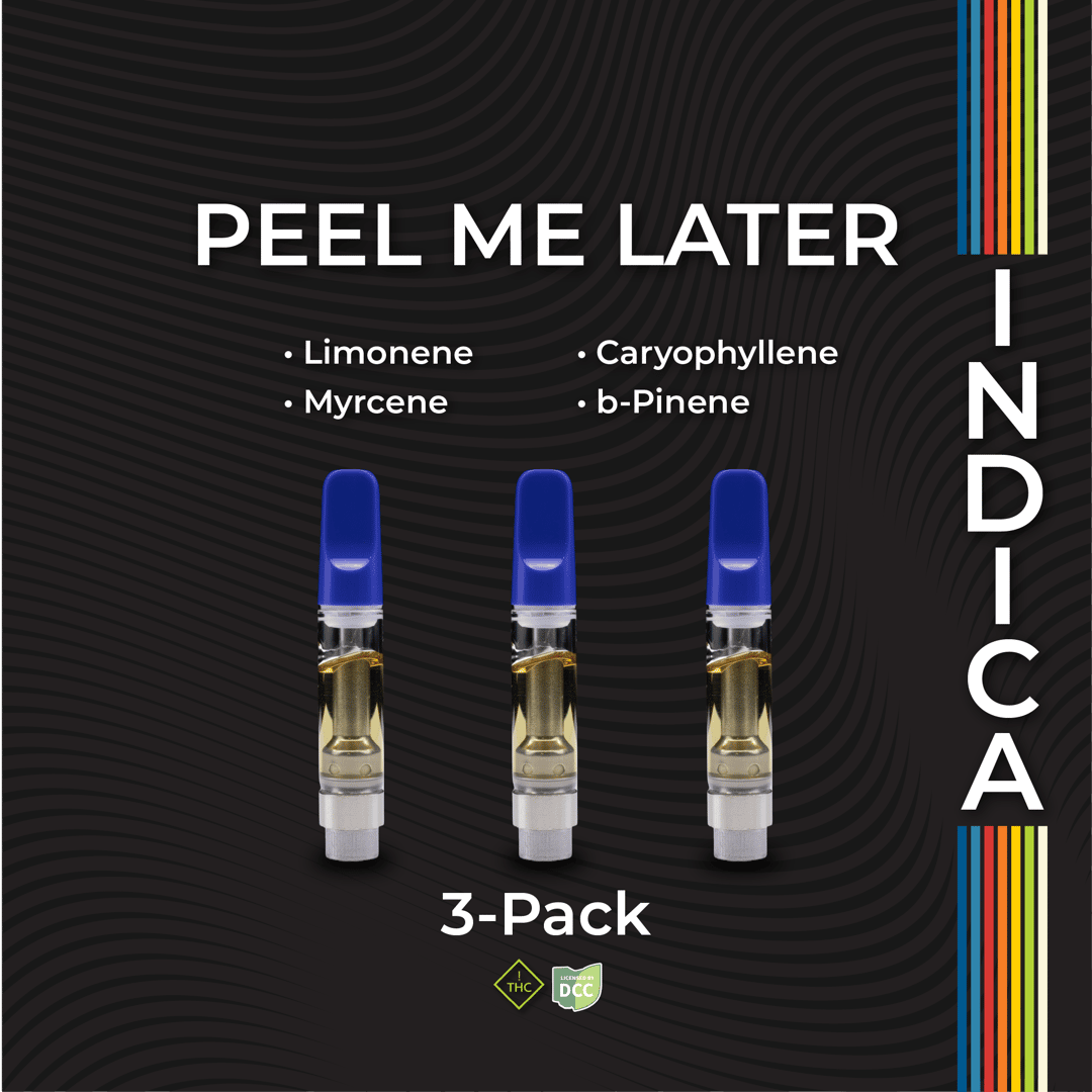 peel me later - 3g distillate cart packs - indica  - 3pk