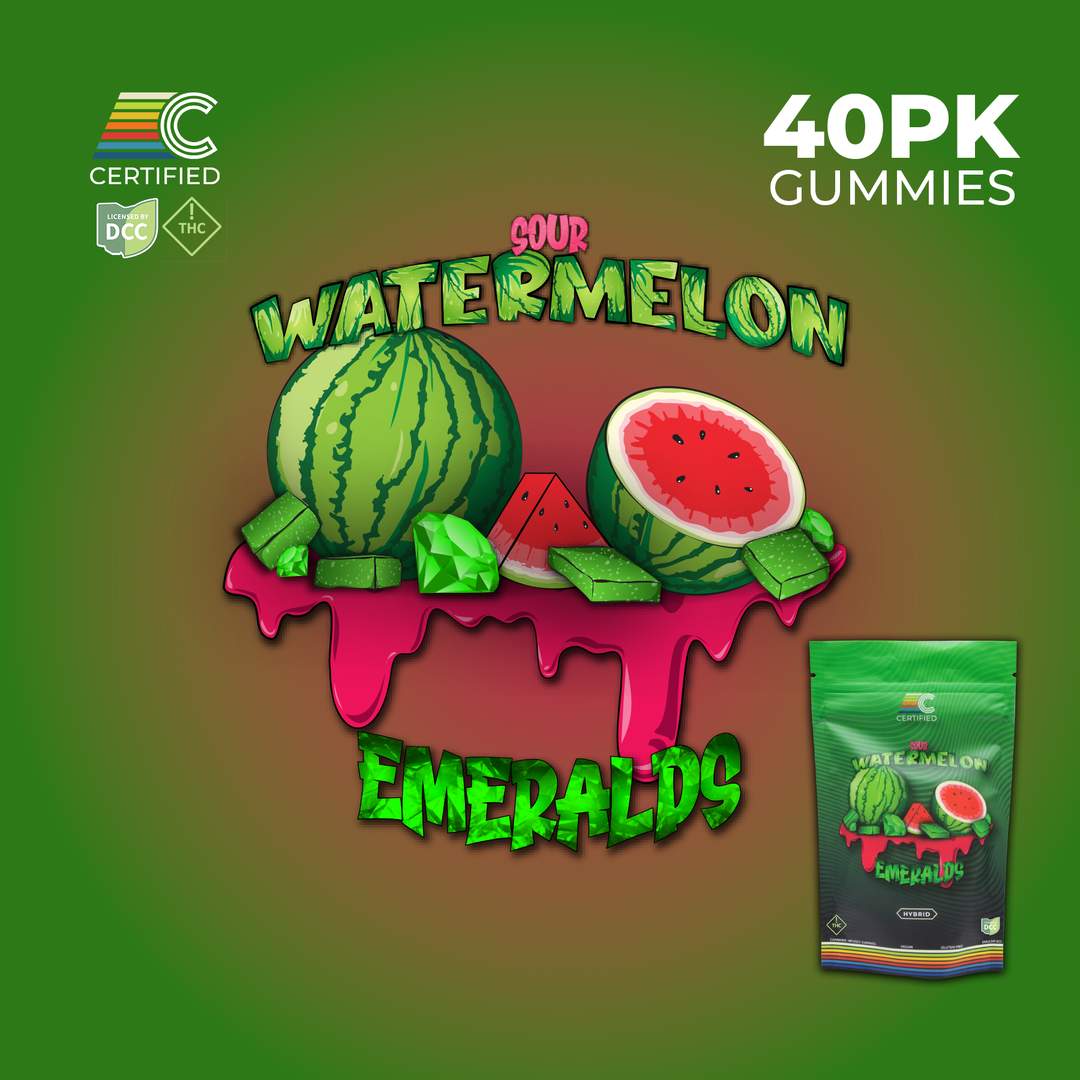 Sour Watermelon Emeralds - 400mg Candies - 40pk