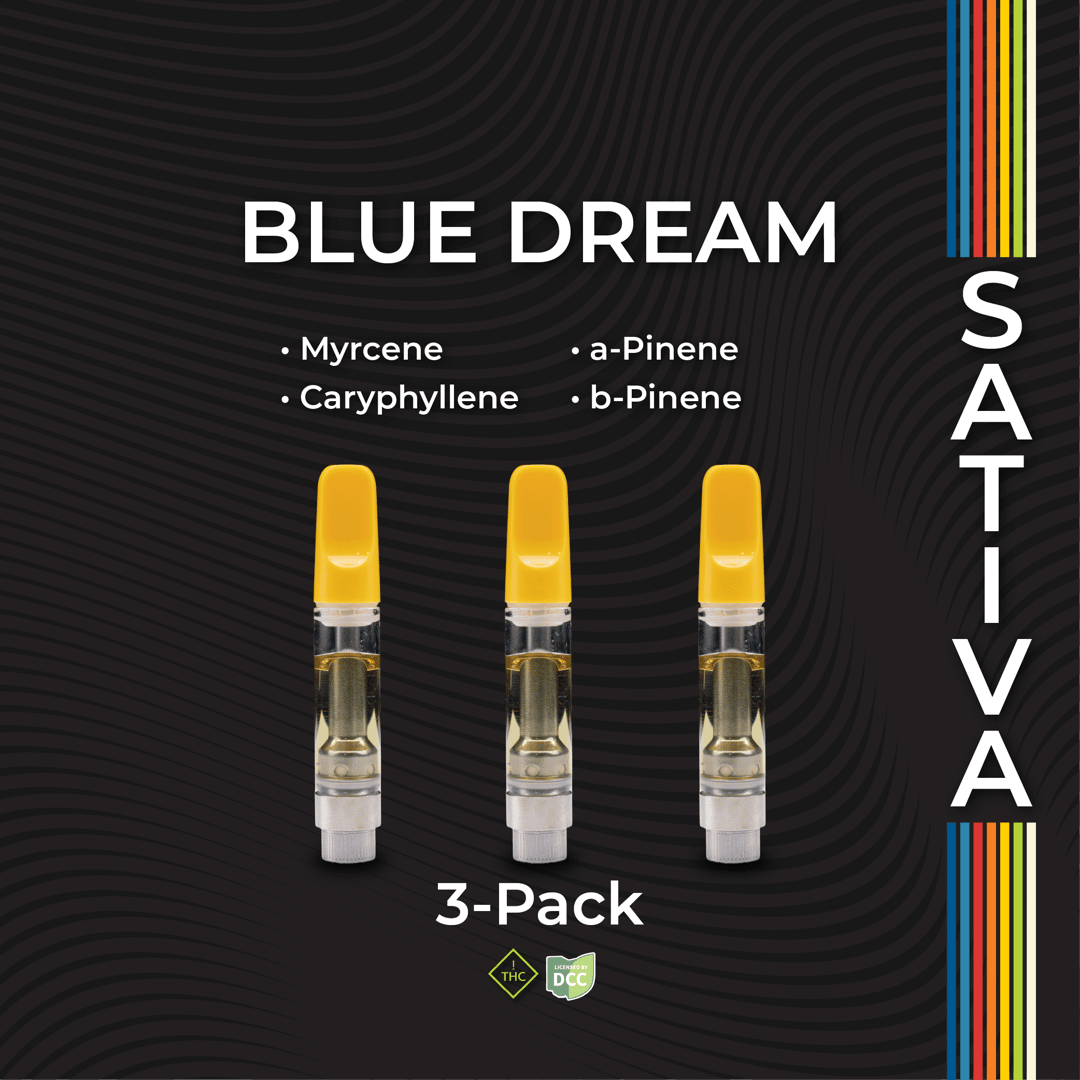 blue dream - 3g distillate cart packs - sativa  - 3pk