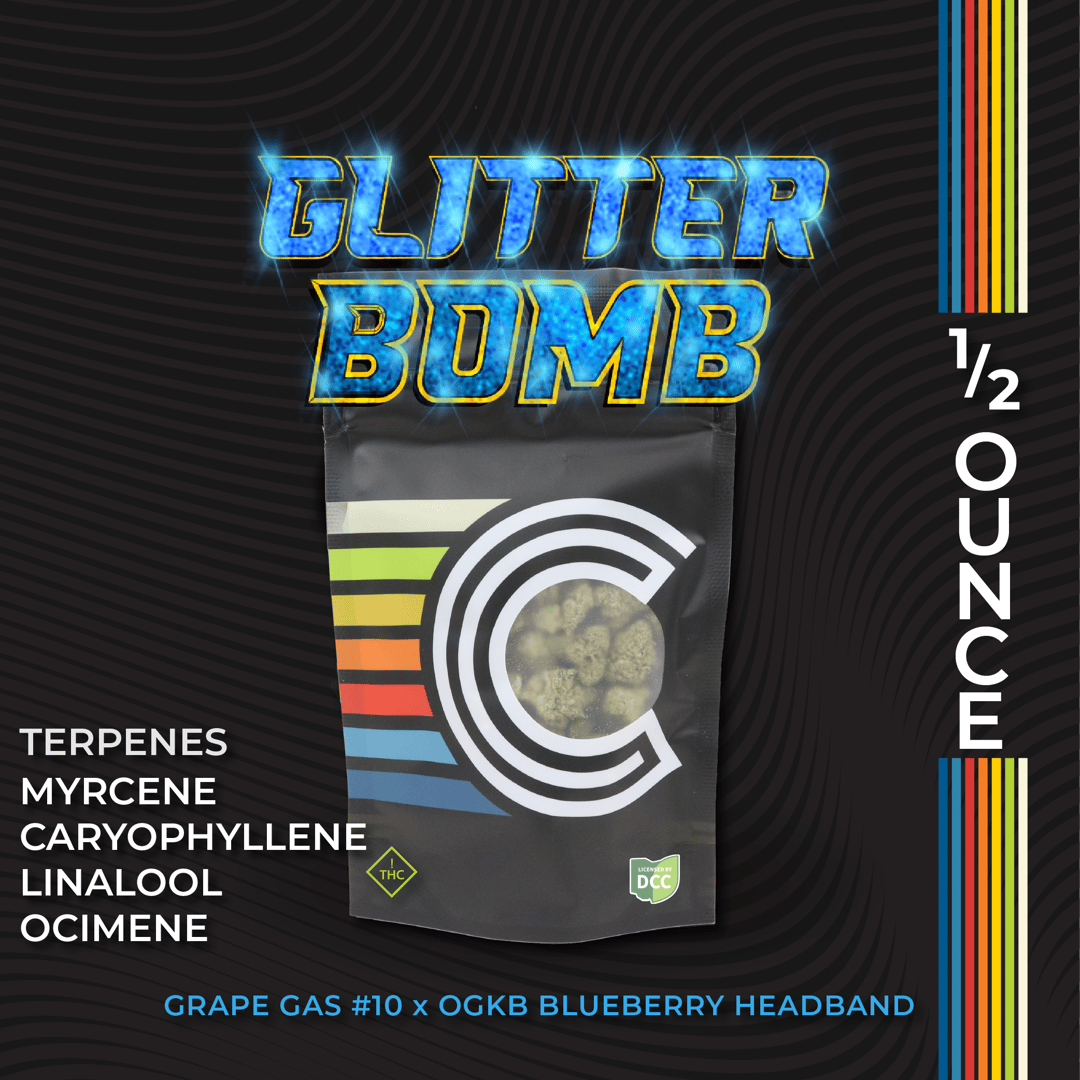 glitter bomb - 14.15g  whole buds - indica 