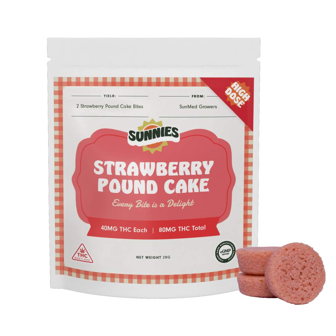 high dose strawberry pound cake bites - 40mg  baked goods - hybrid  - 2pk