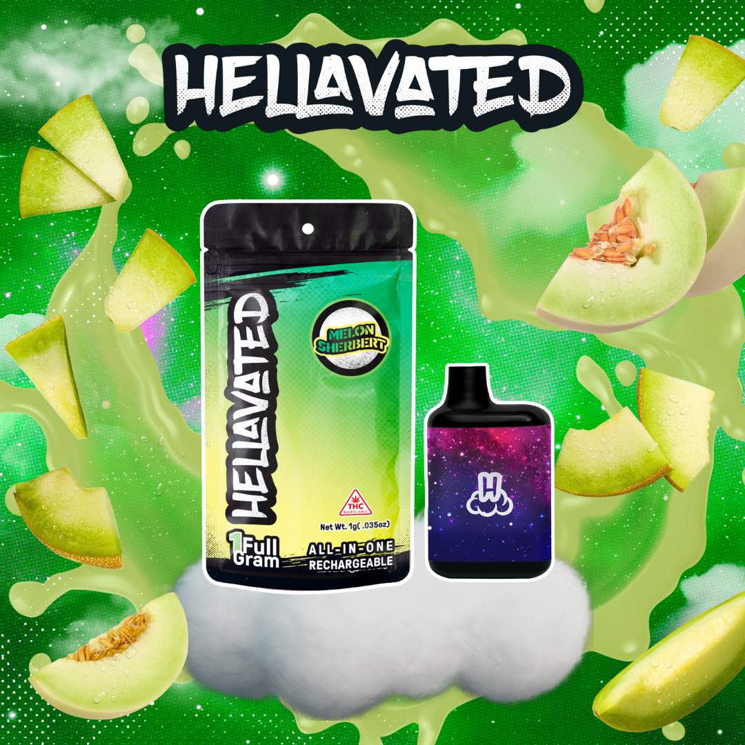 melon sherbert - 1g distillate disposables - hybrid 