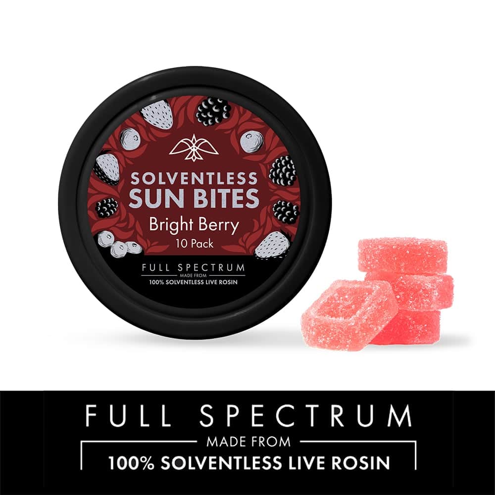 bright berry sho sunbites - 100mg candies - indica - 10pk