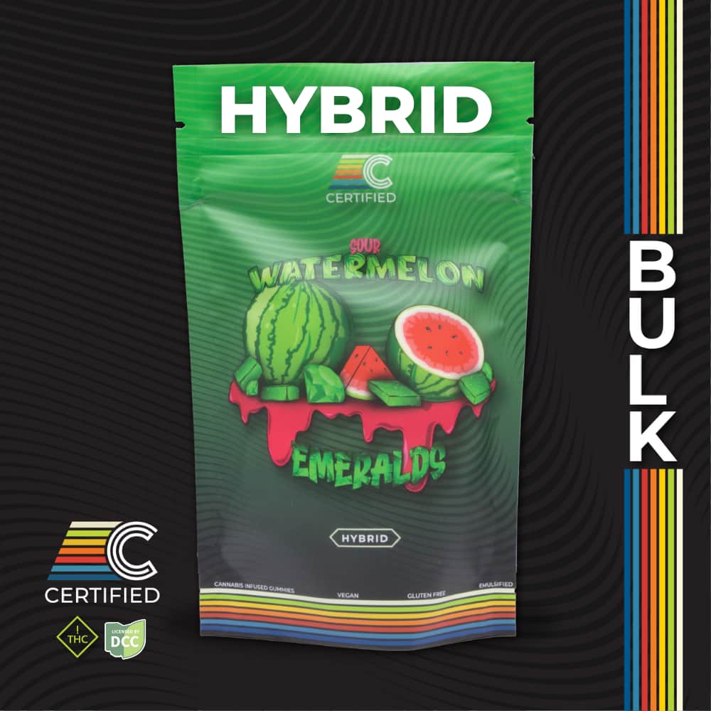 sour watermelon emeralds - 400mg candies - hybrid - 40pk