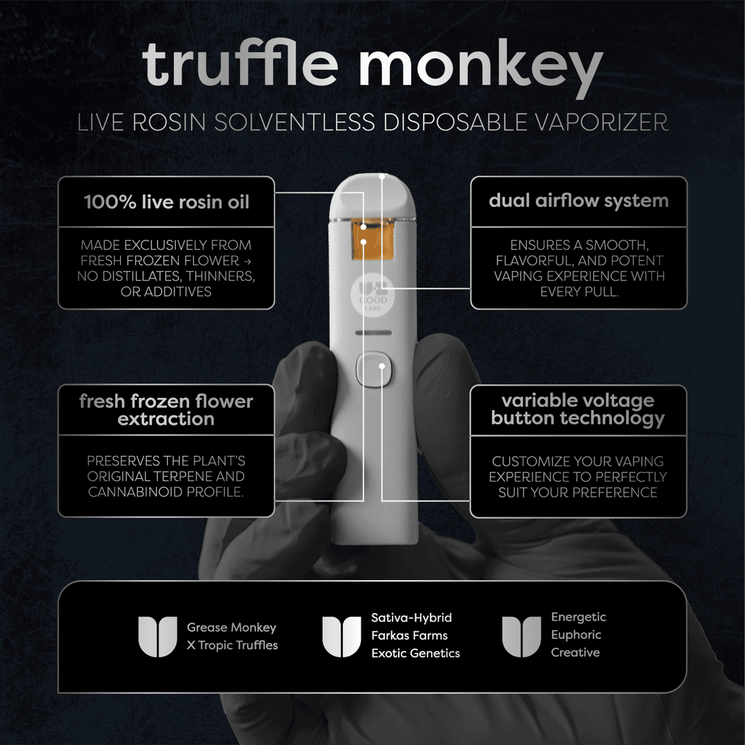 truffle monkey - 0.5g live rosin disposables - hybrid 