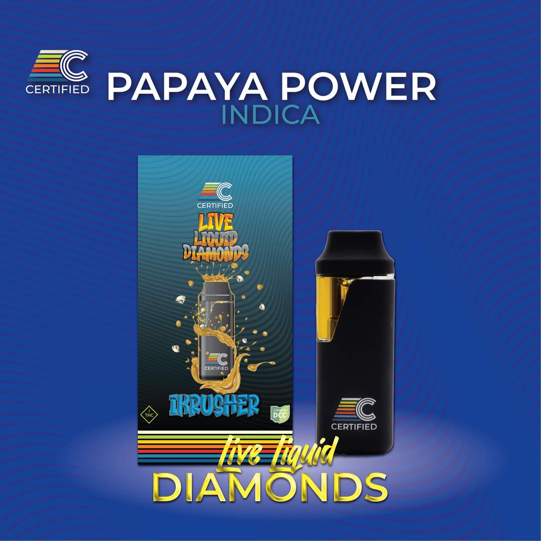 papaya power - 1g live liquid diamond disposables - indica 