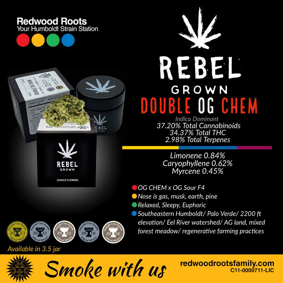 double og chem - 2.83g  whole buds - hybrid 