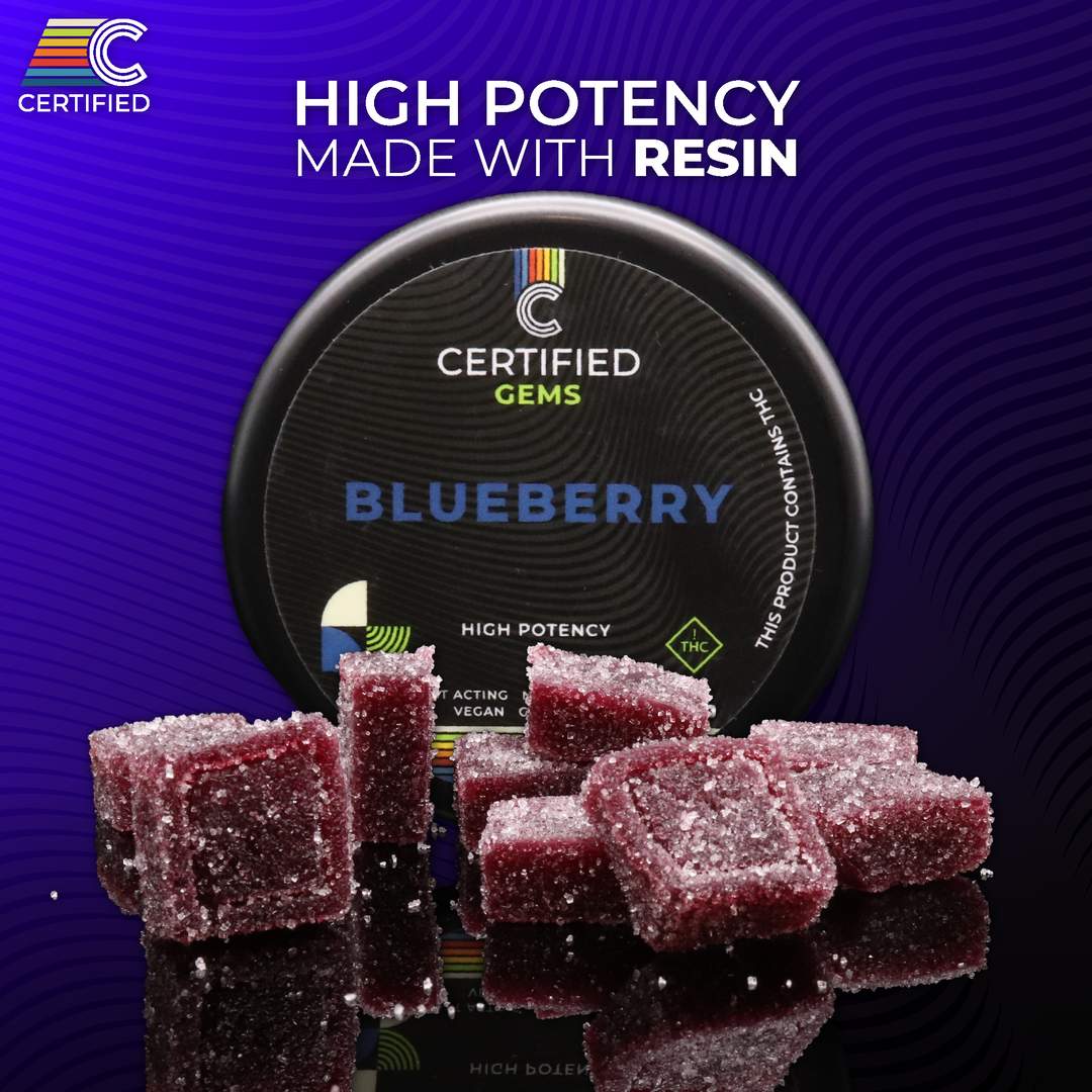 blueberry gems - 550mg candies - hybrid - 10pk