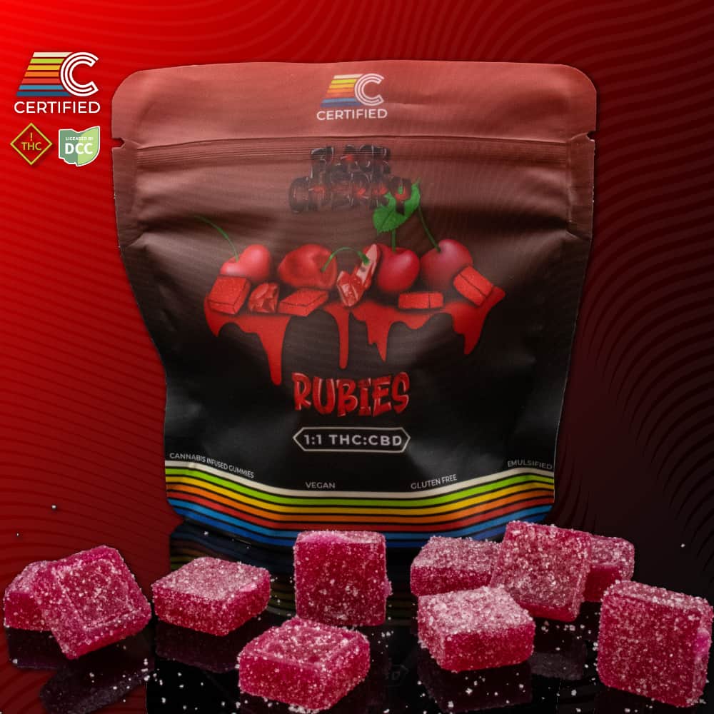 black cherry rubies 1:1 - 100mg  candies - CBD  - 20pk