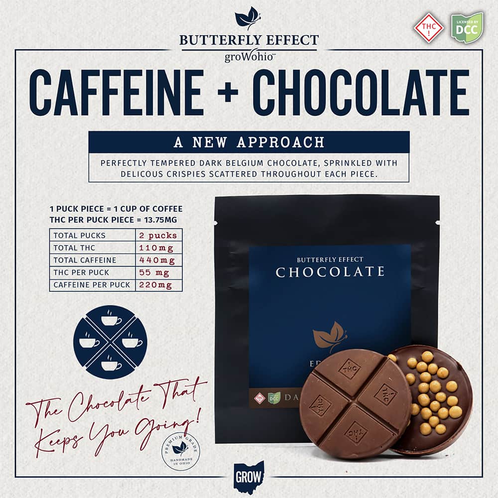 dark chocolate caffeine - 110mg  chocolates - hybrid  - 8pk