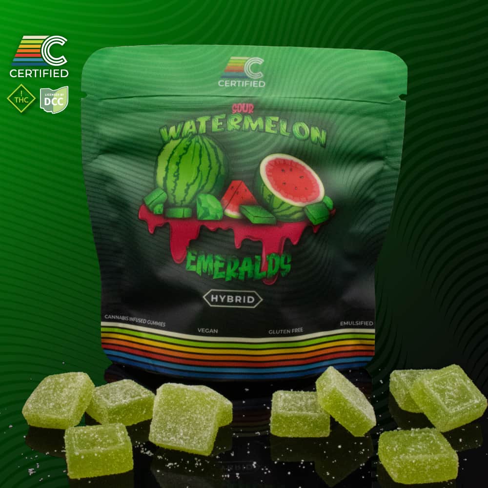 sour watermelon emeralds - 110mg  candies - hybrid  - 10pk