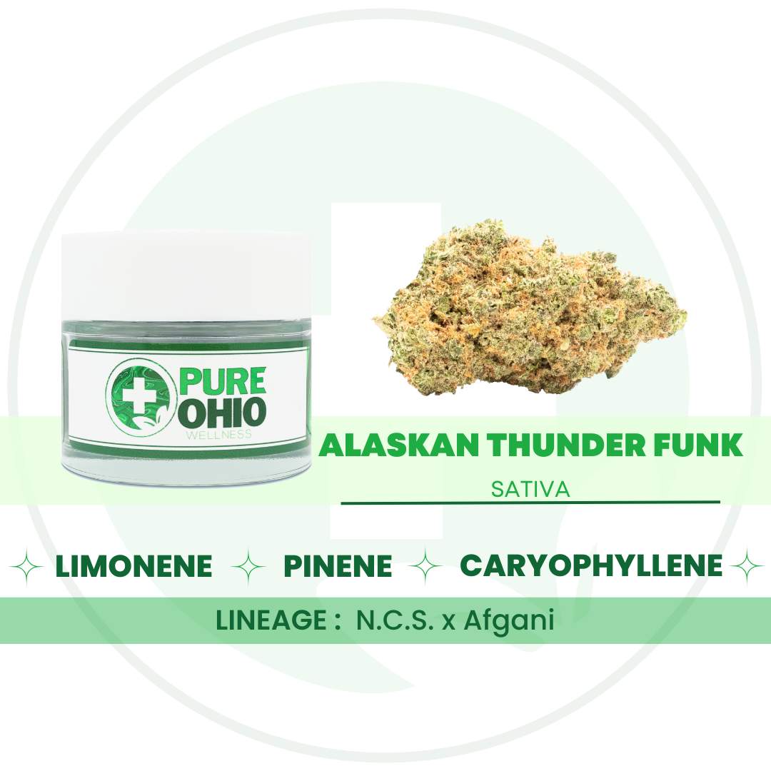 alaskan thunder funk - 2.83g  whole buds - sativa 