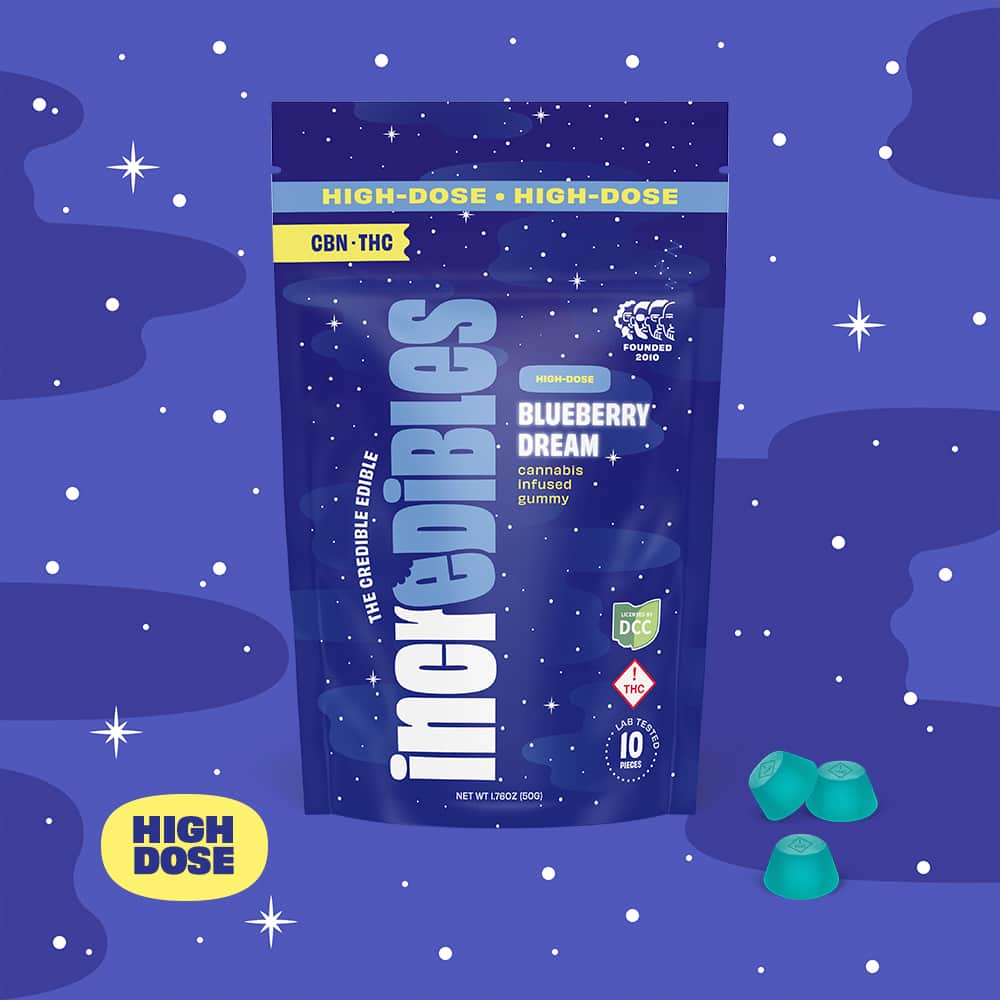 blueberry dream + CBN 5:1 high dose - 500mg  candies - indica  - 10pk