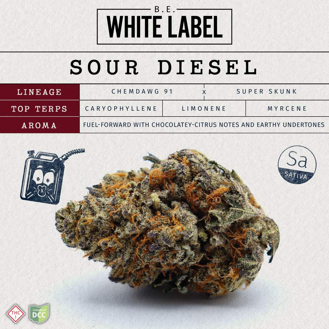 sour diesel - 2.83g  whole buds - sativa 