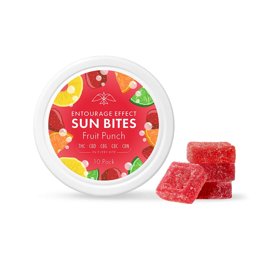 fruit punch entourage effect sunbites - candies 100mg - hybrid - 10pk