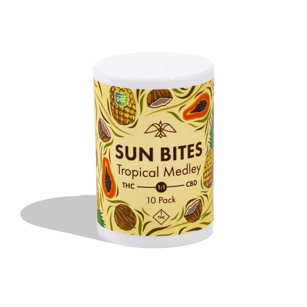 tropical medley 1:1 sunbites - 100mg  candies - CBD  - 10pk