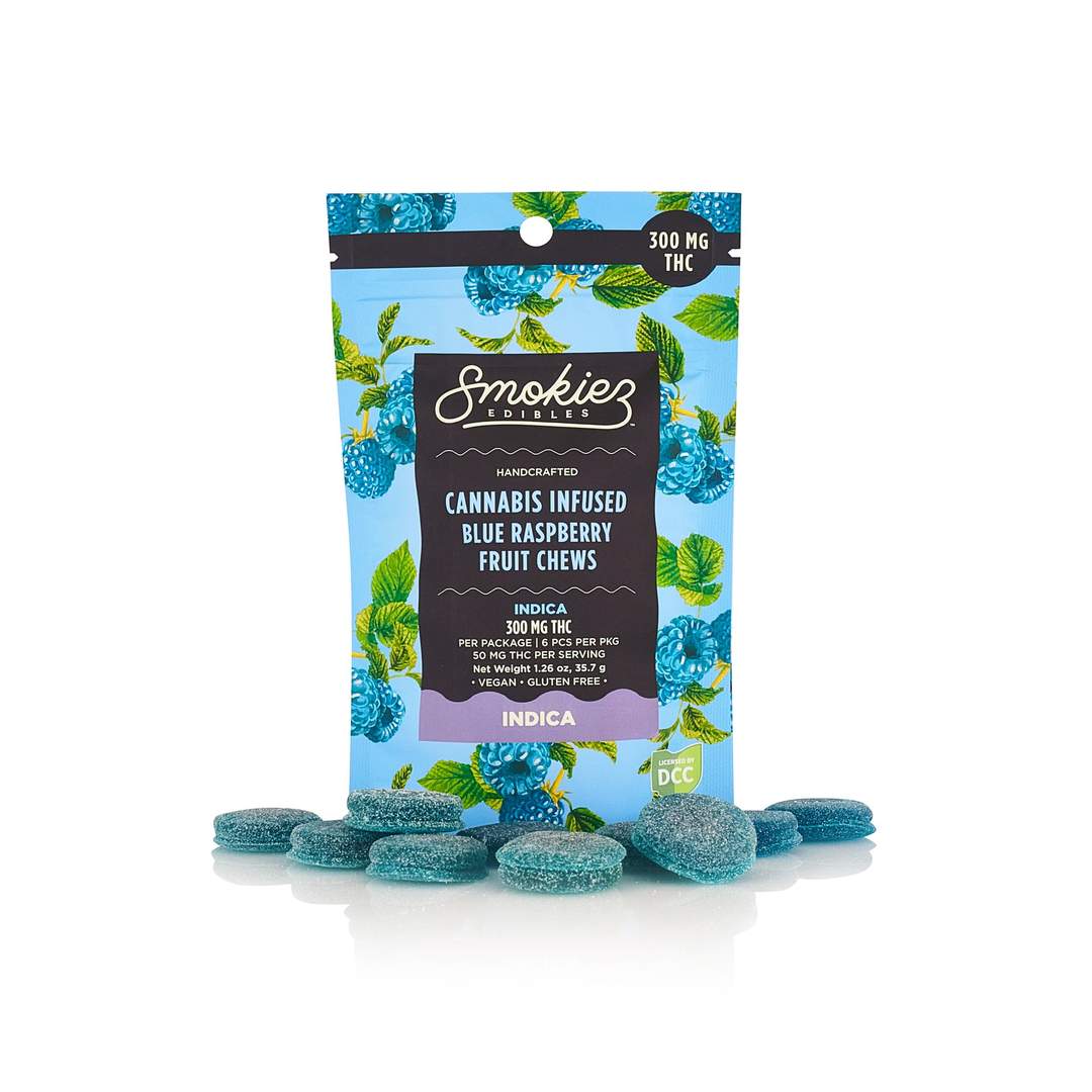 sweet blue raspberry hd - 300mg candies - indica - 6pk