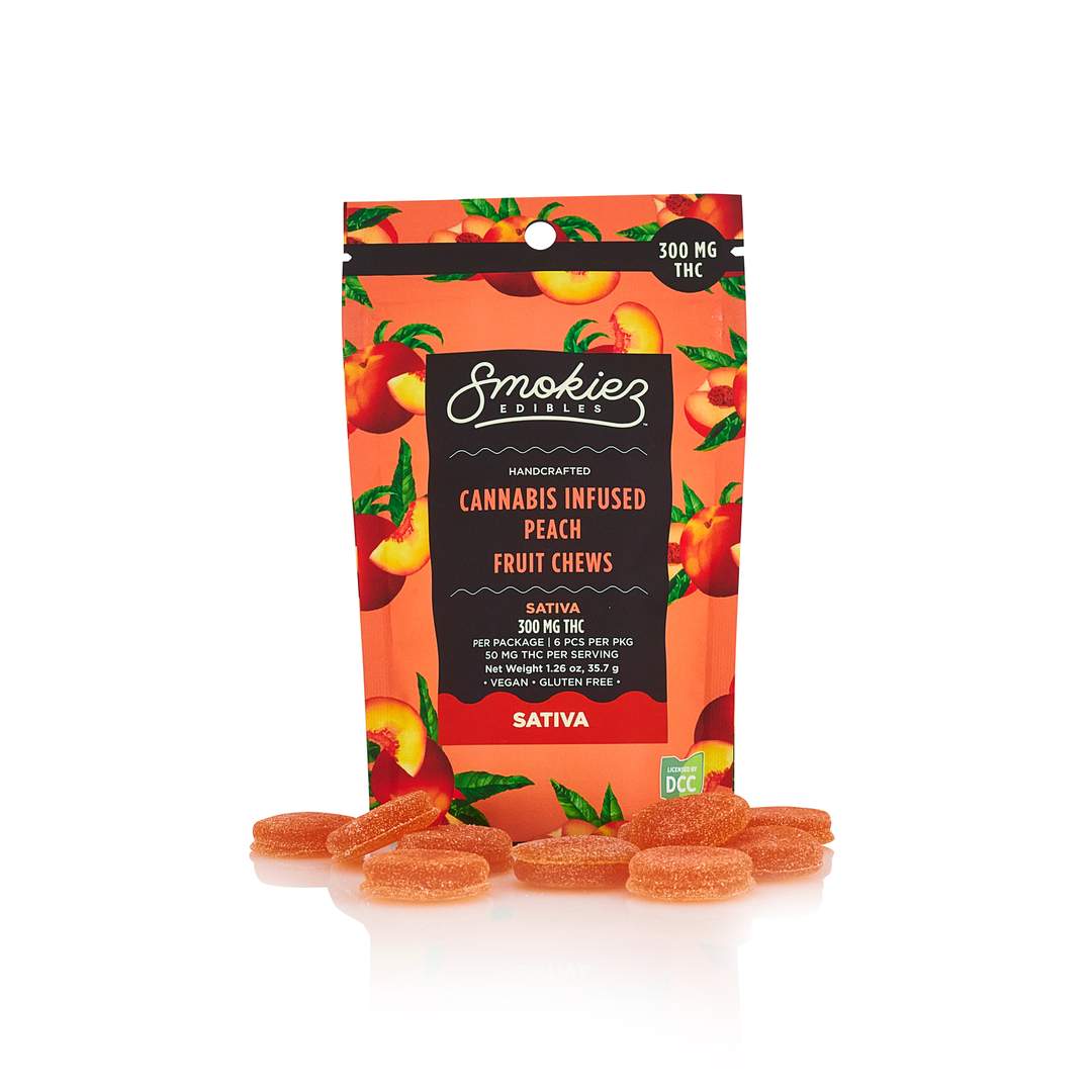 sweet peach hd - 300mg  candies - sativa  - 6pk