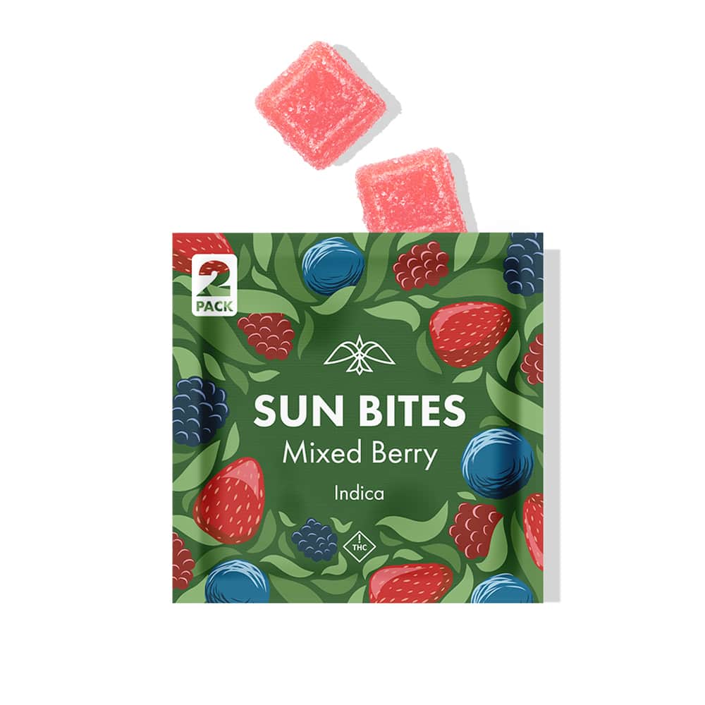 mixed berry sunbites - 20mg candies - indica - 2pk