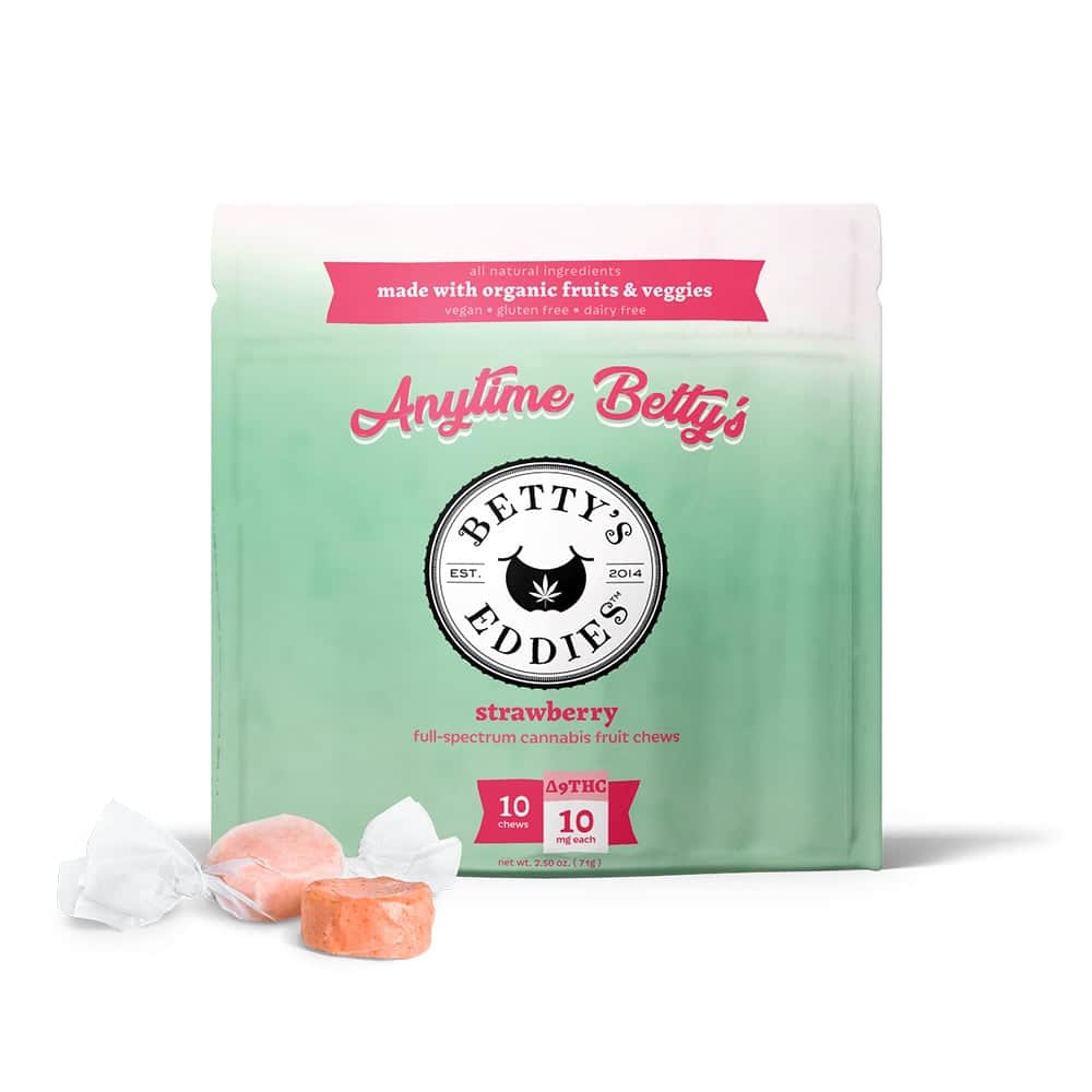 anytime betty's strawberry - 100mg  candies - hybrid  - 10pk