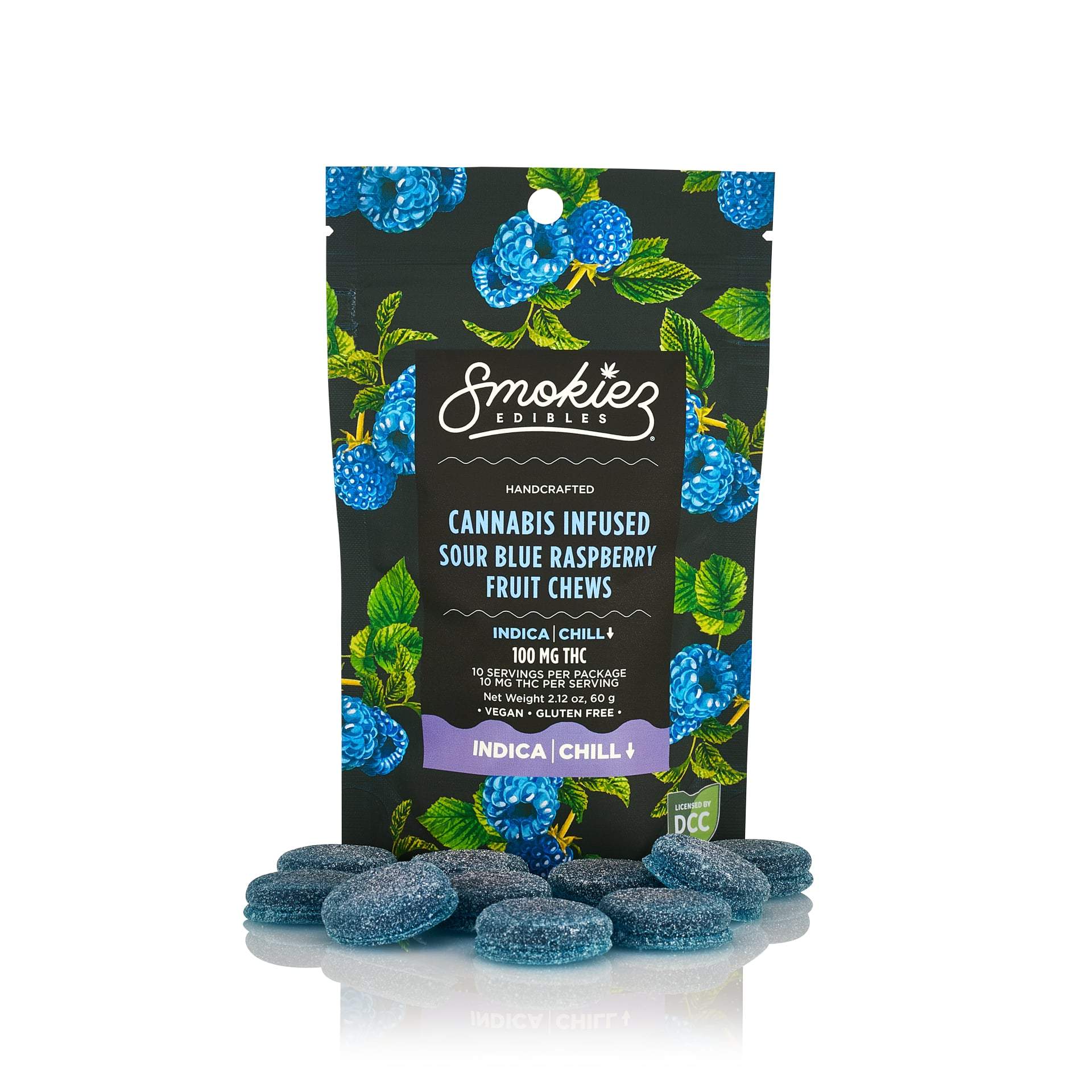 Sour Blue Raspberry - 100mg Candies - Indica - 10pk