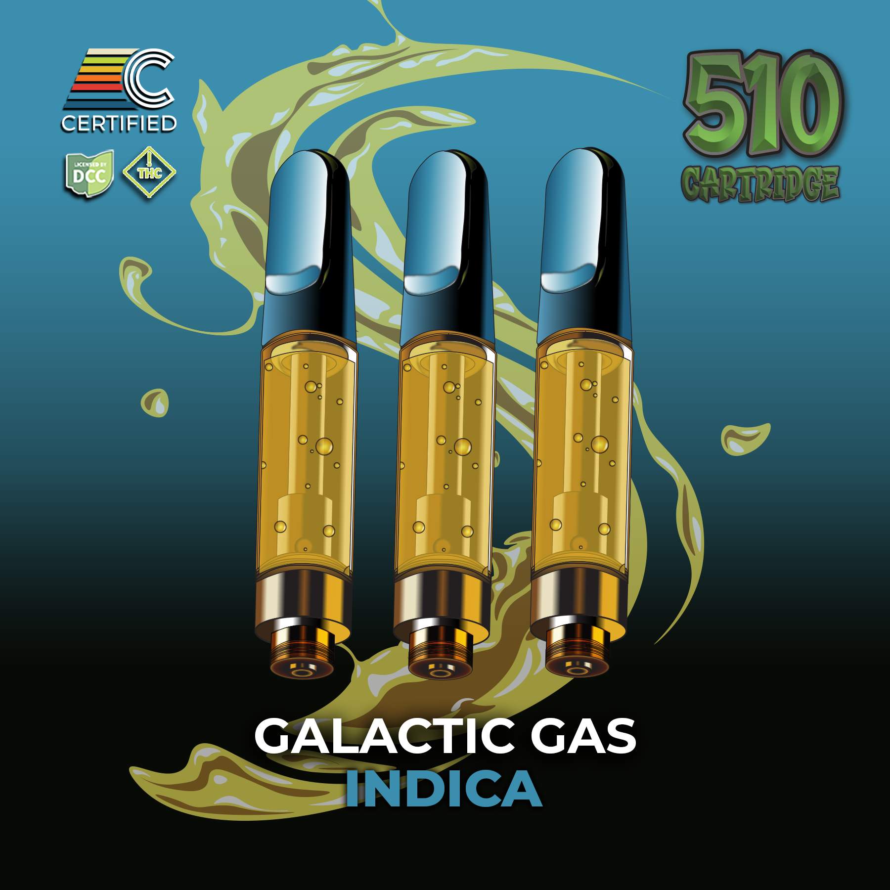 Galactic Gas - 3g Distillate Cart - Indica - 3pk