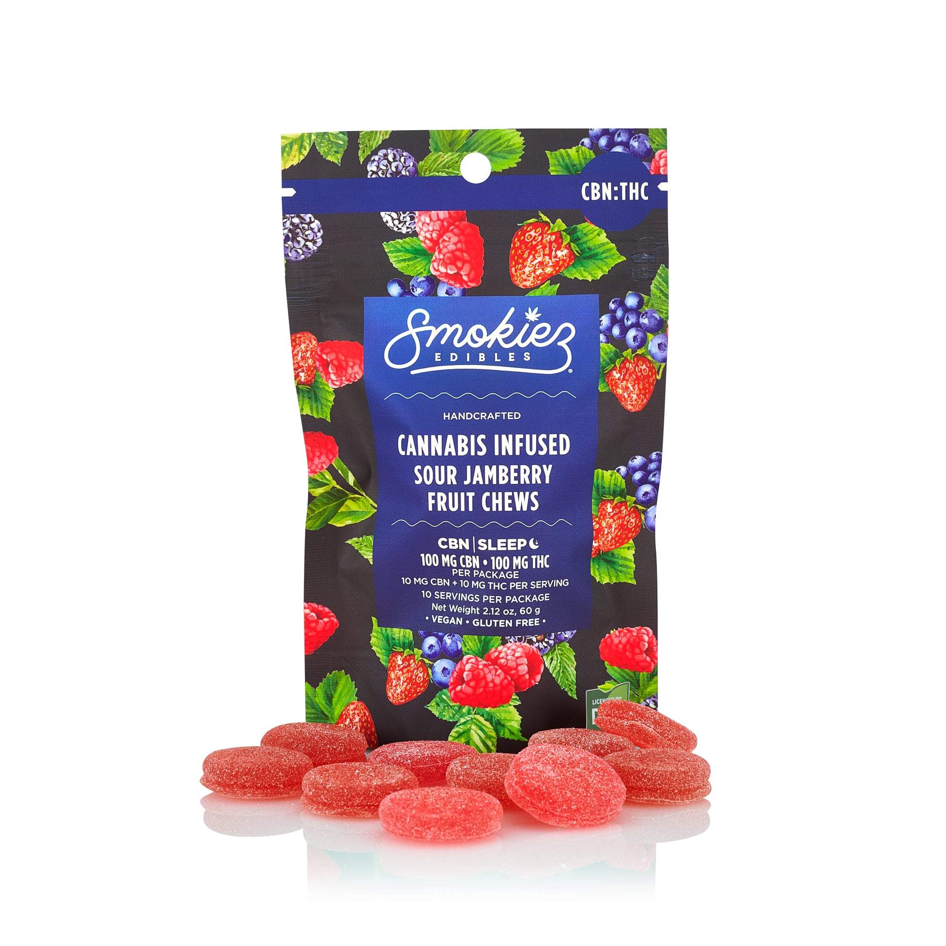 Sour Jamberry 1:1 - 100mg Candies - Indica - 10pk