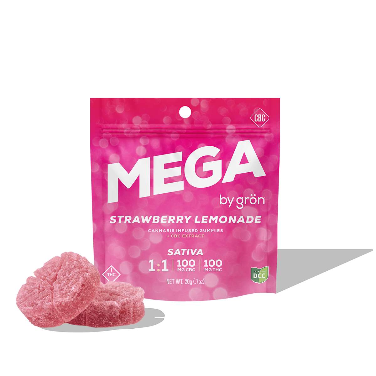 Strawberry Lemonade 1:1 Mega Pearl - 100mg Candies - Sativa - 10pk