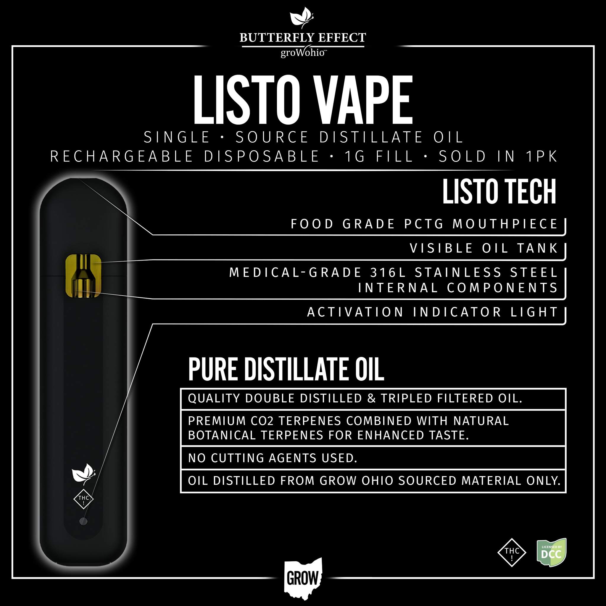 Bacio Gelato - 1g Distillate Disposable - Hybrid