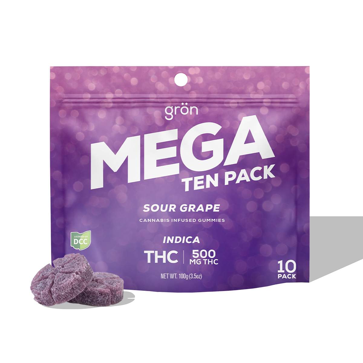 Sour Grape Mega - 500mg Candies - Indica - 10pk