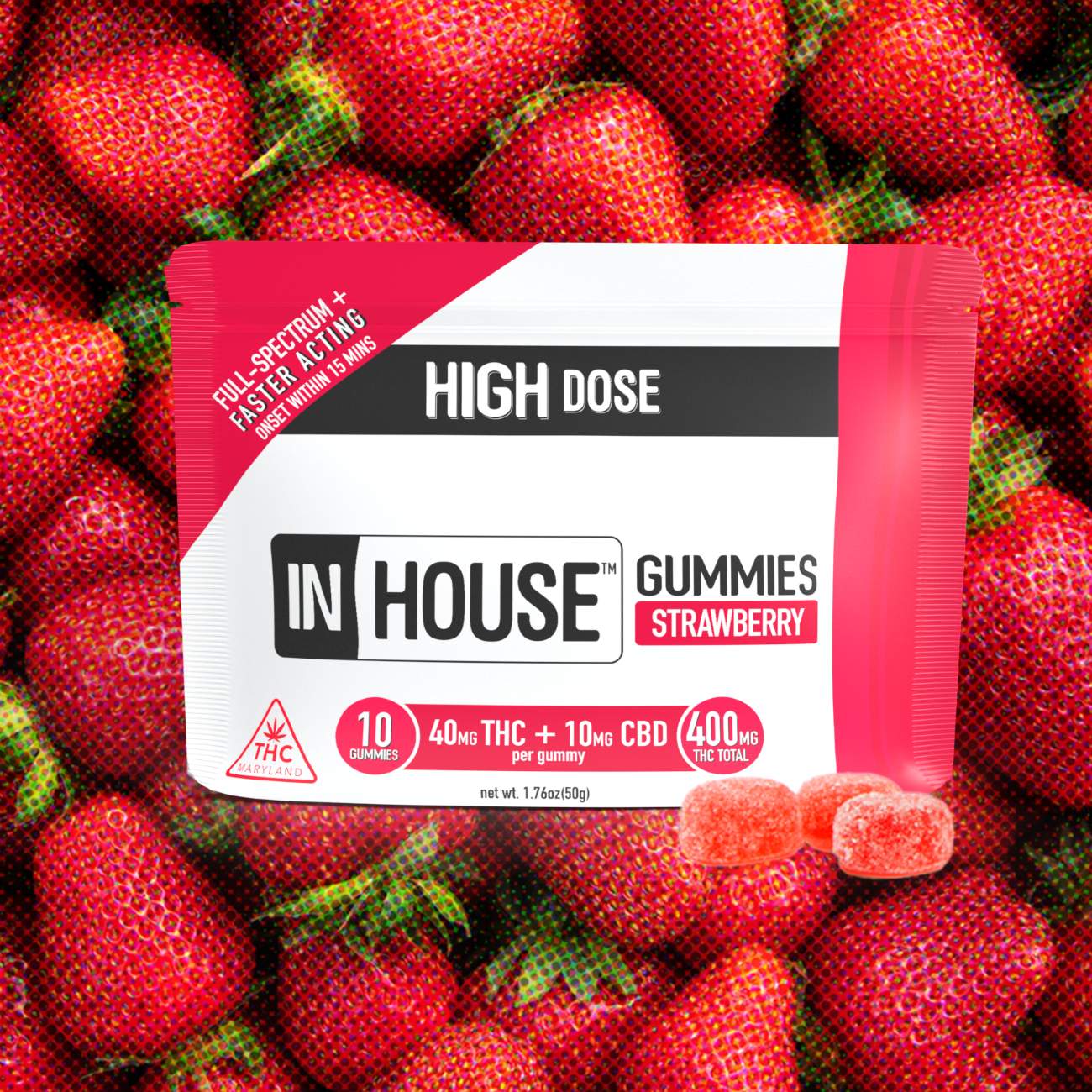 Strawberry - 400mg Candies - 10pk