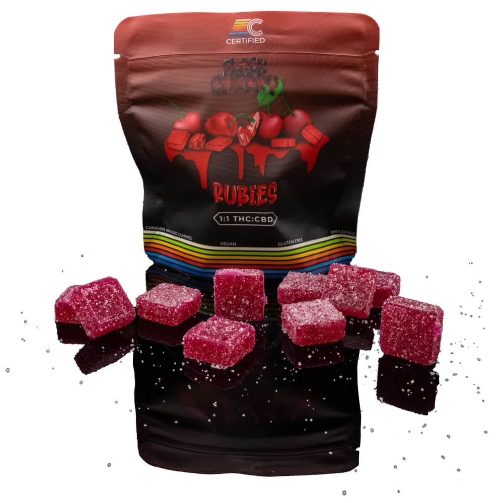 Black Cherry Rubies 1:1 - 300mg Candies - CBD - 60pk