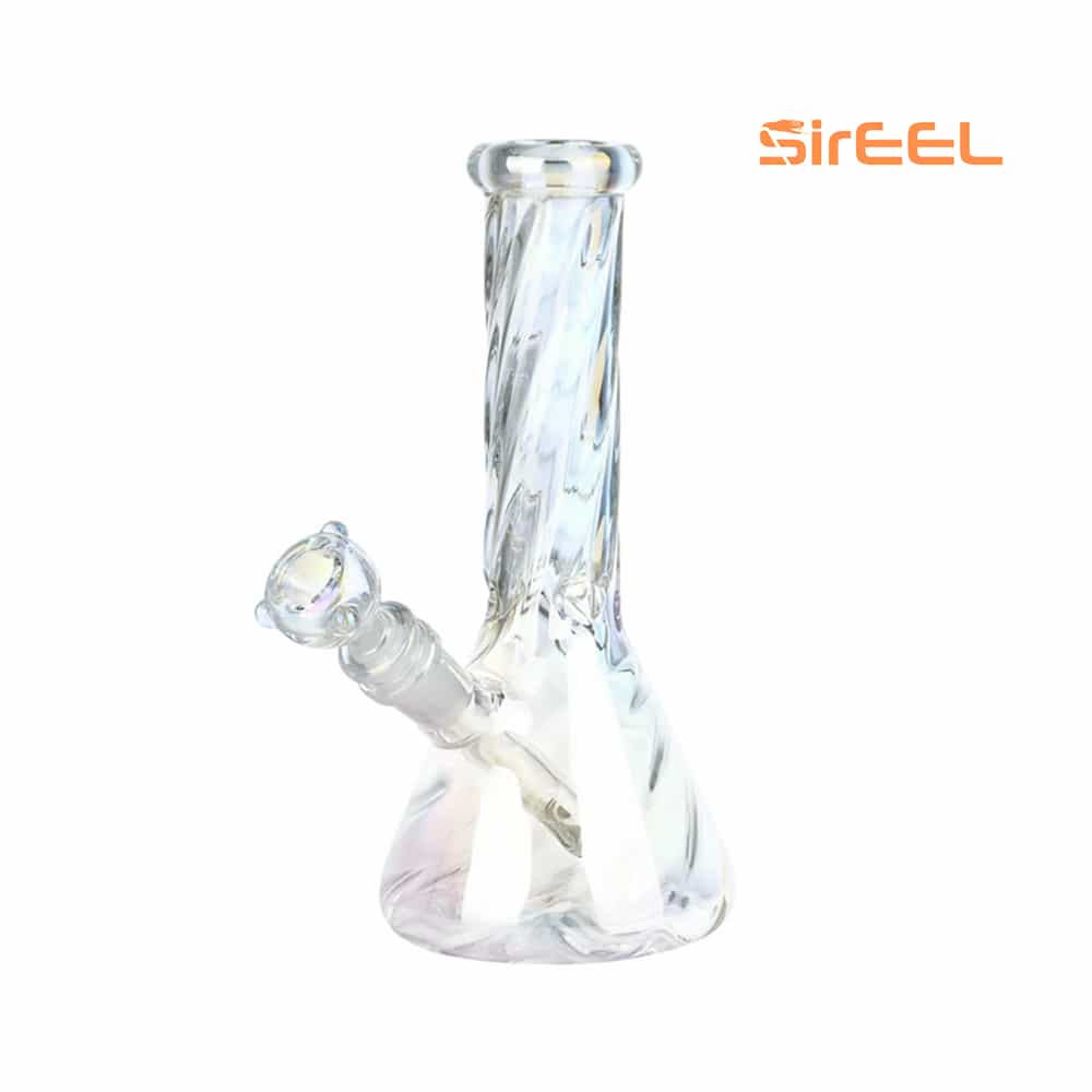 Twisted Neck Beaker Bong W/ Flower Bowl 8"