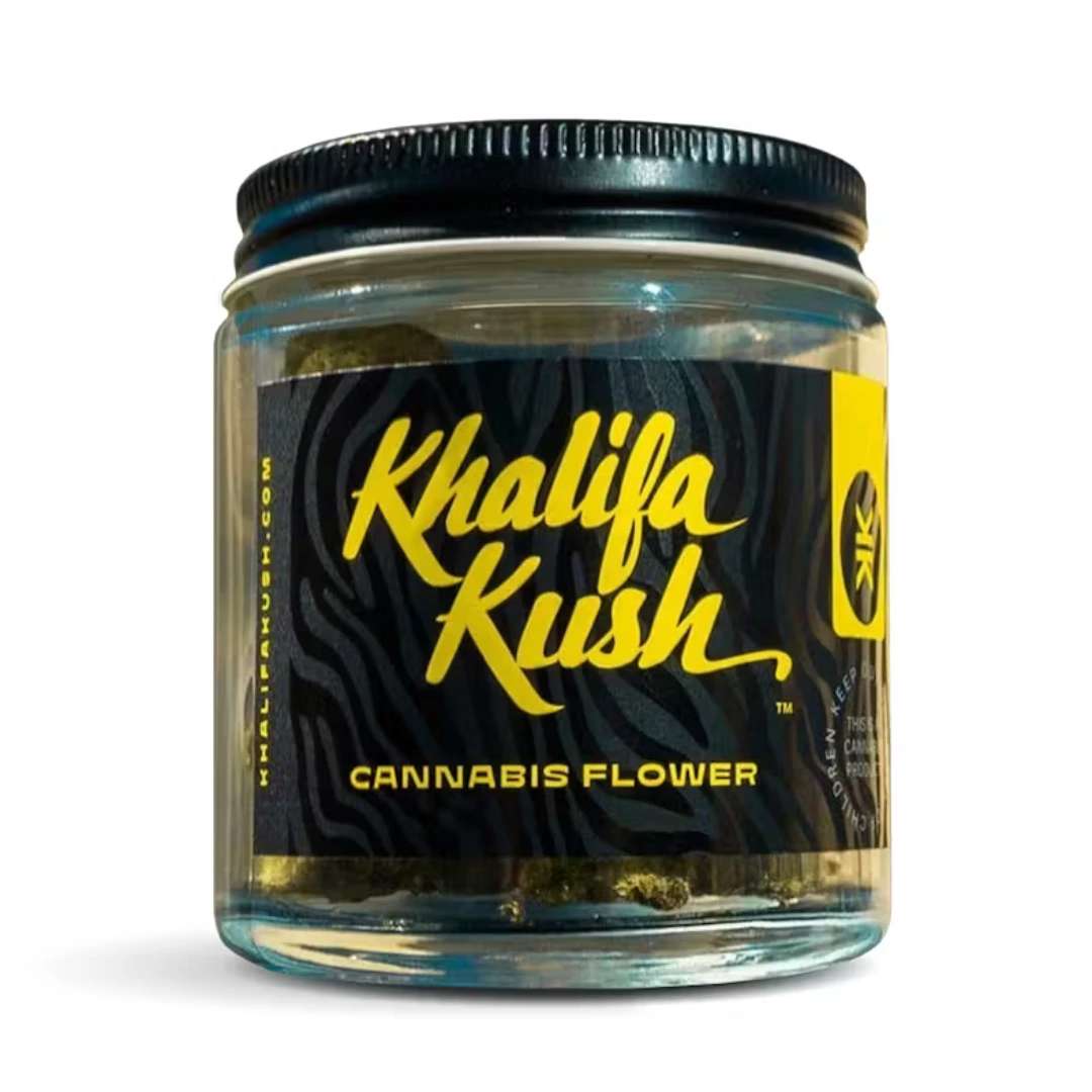 Khalifa Kush cannabis flower in glass jar