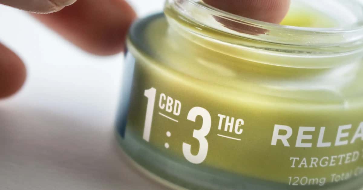 Cannabis topical balm jar for targeted pain and muscle relief.