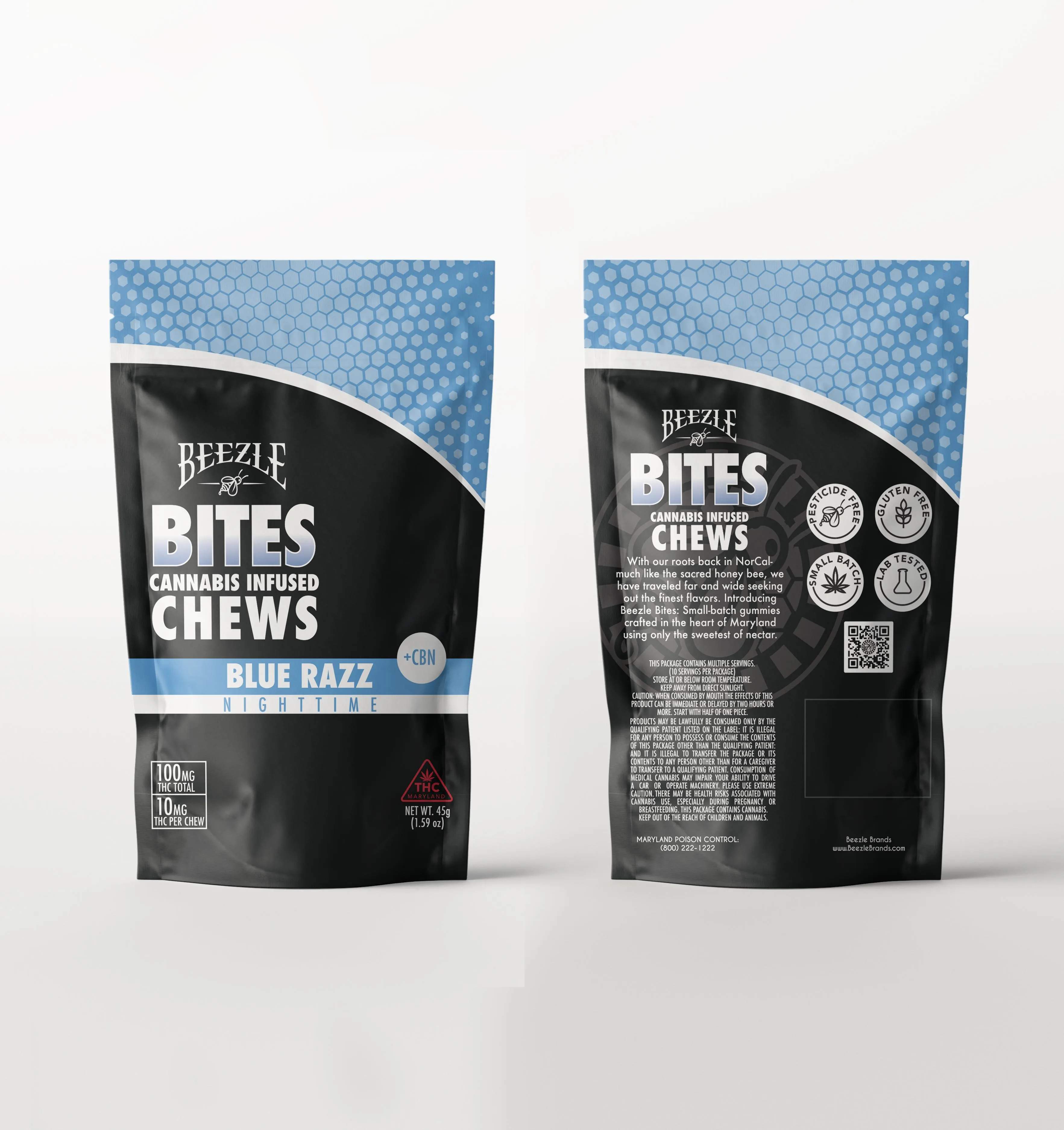 Blue Razz 1:1 Night Time - 100mg Candies - Indica - 10pk thumbnail 3