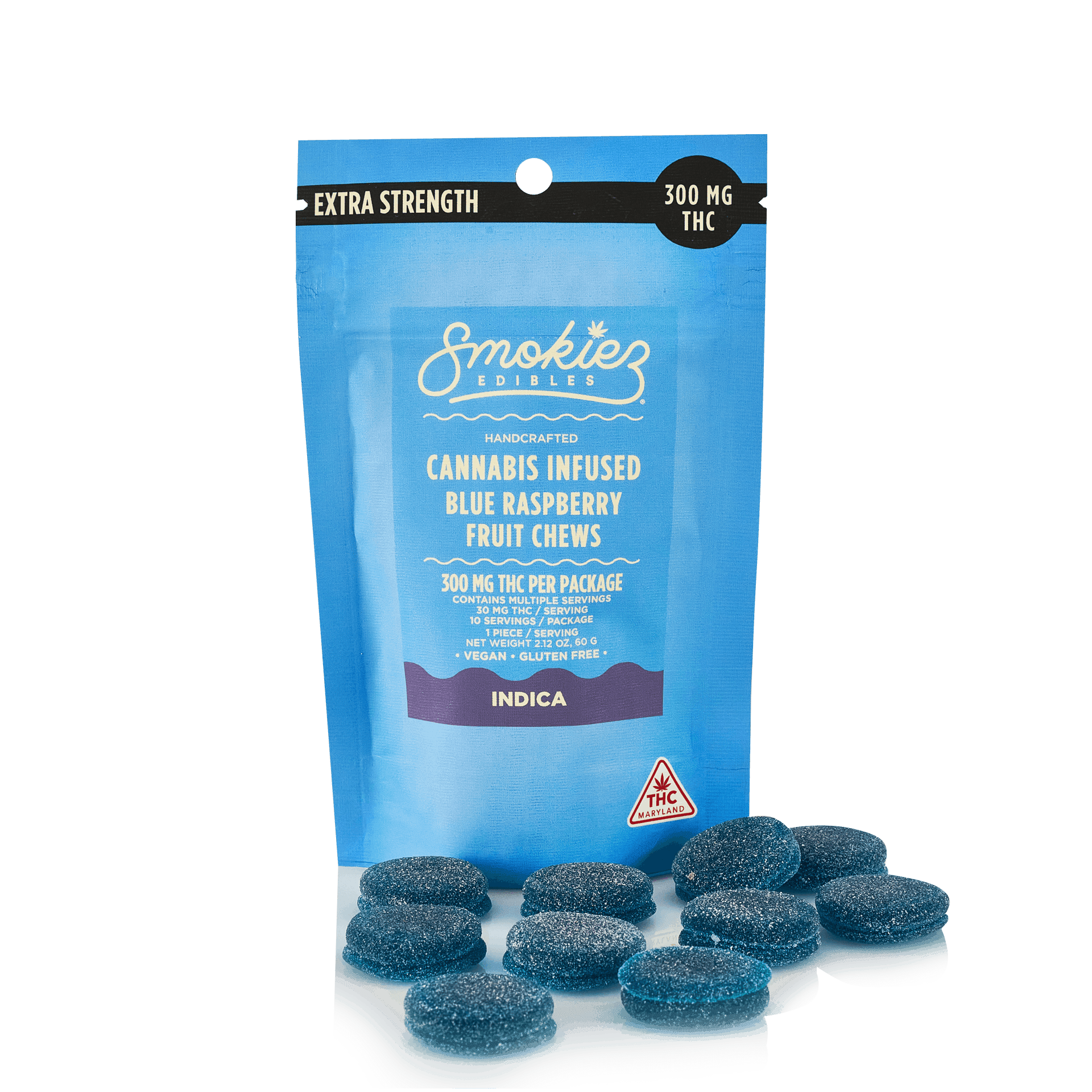 Blue Raspberry - 300mg Candies - Indica - 10pk thumbnail 2