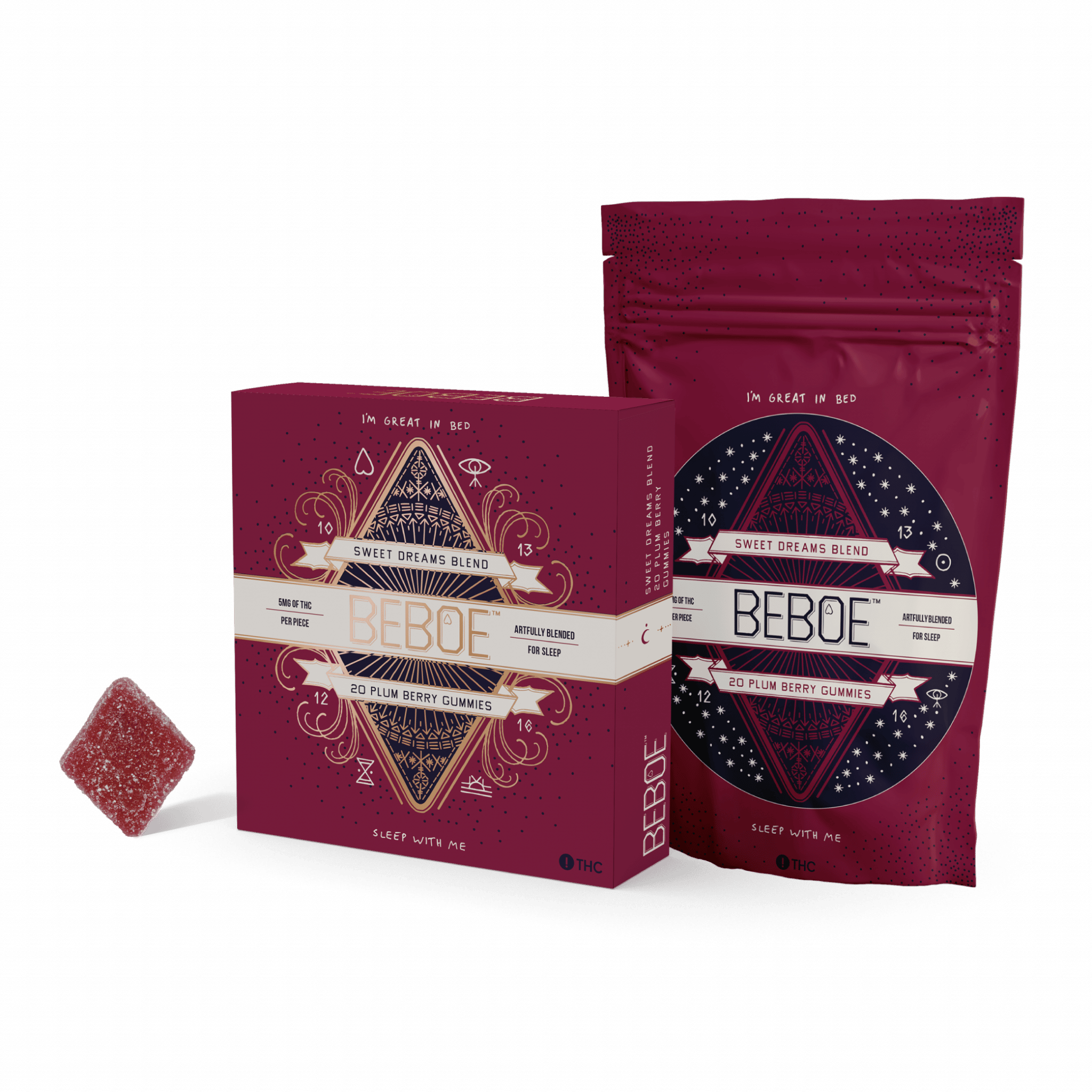 Sweet Dreams Raspberry Plum 5:1 - 100mg Candies - Indica - 20pk thumbnail 2